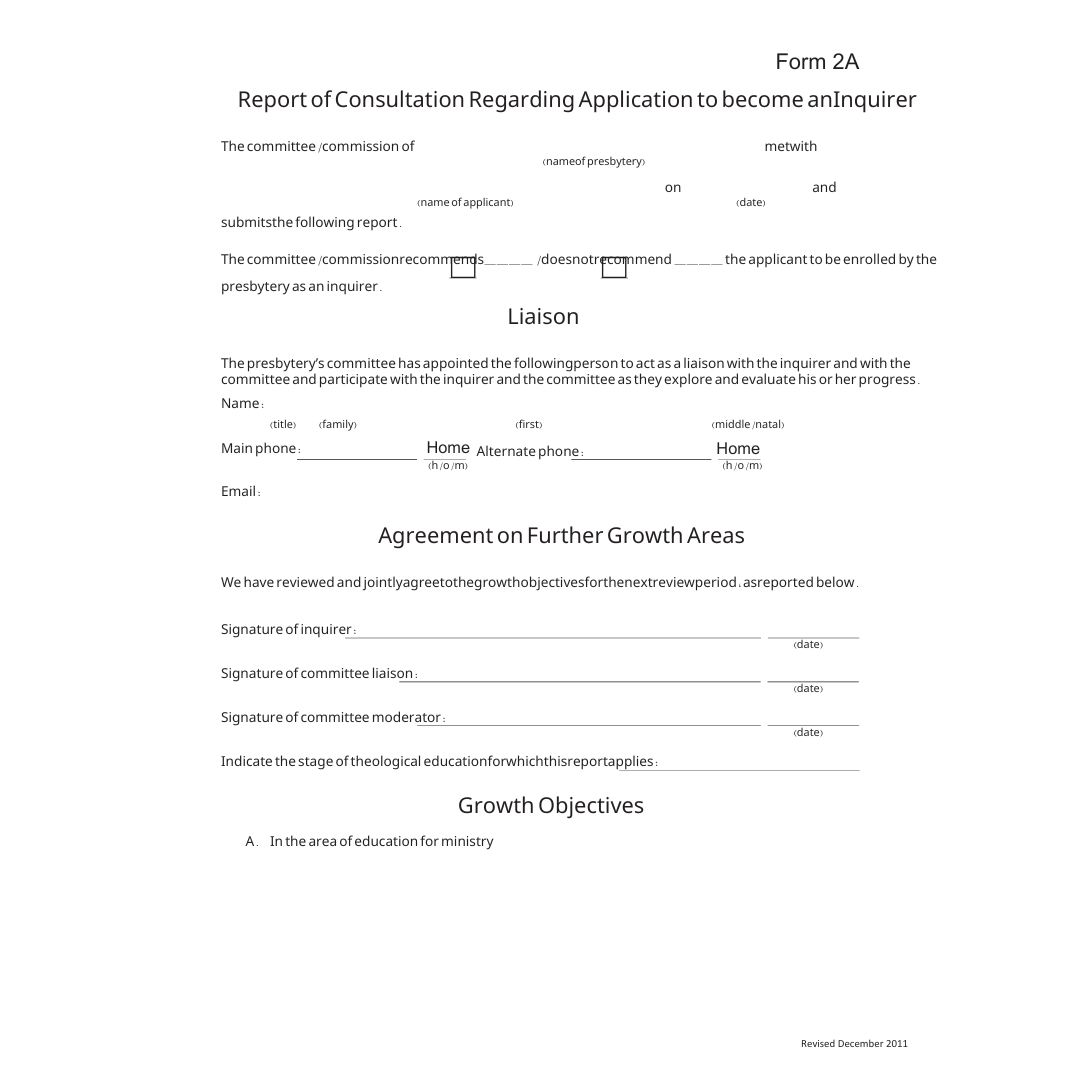 Form 2A Report of Consultation Regarding Applicati